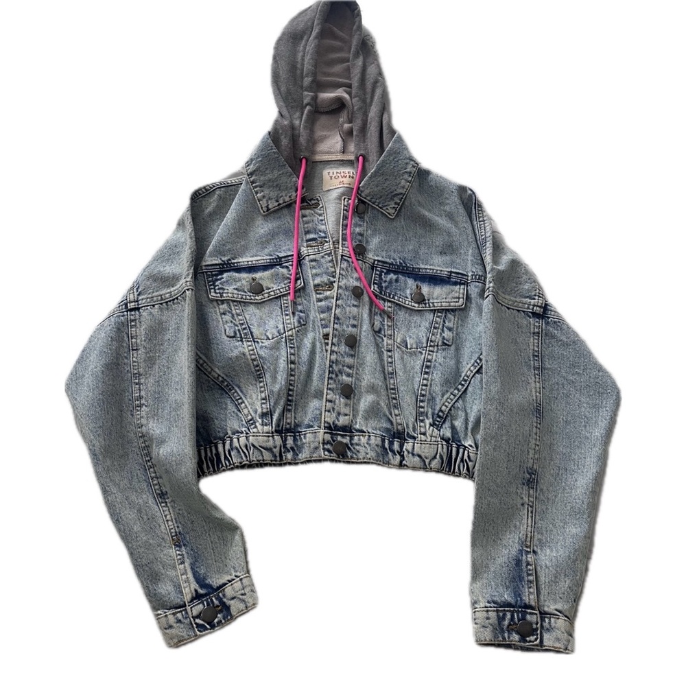 Tinsel Town Denim Hooded Cropped Jacket
